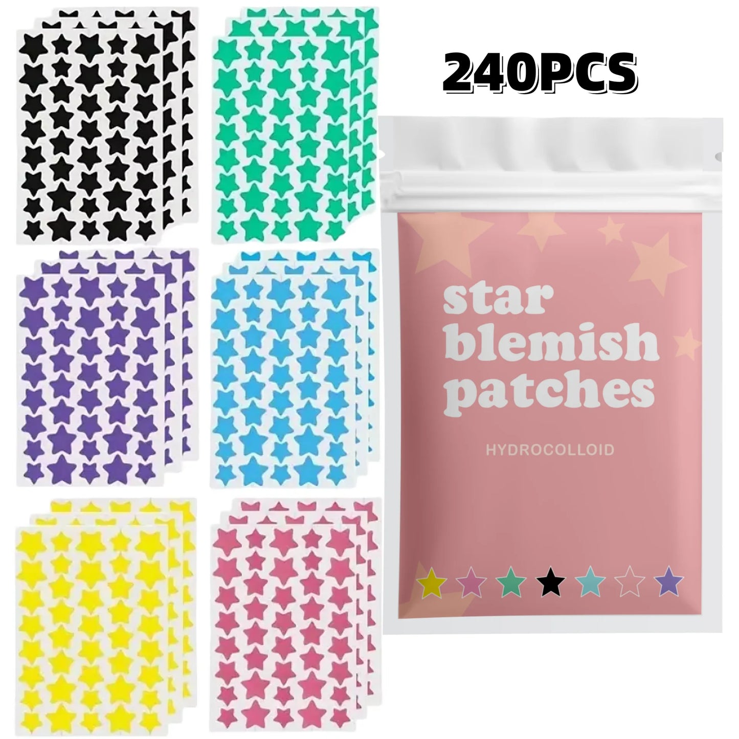 240 pieces of multi-color star acne patches