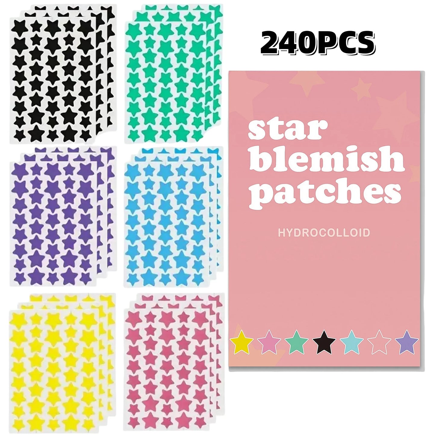 240 pieces of multi-color star acne patches